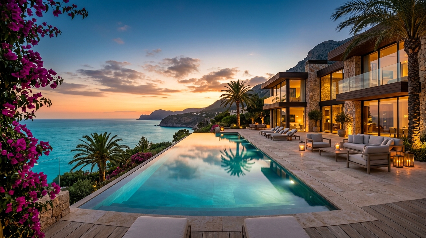 Luxury private villa with pool and tropical garden